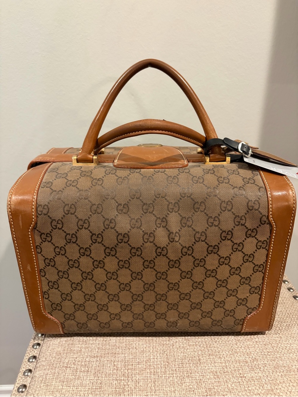 Vintage Gucci Brown Monogram Top-Handle Train Case 90s - Picture 4 of 9